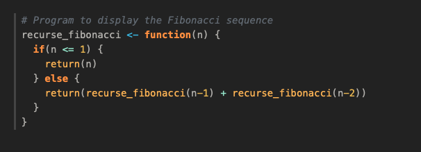 A block of code showcasing the Ayu (dark) theme.